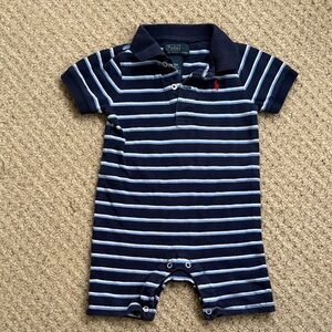 Polo Ralph Lauren Blue Stripe Polo Romper Size 18 Months